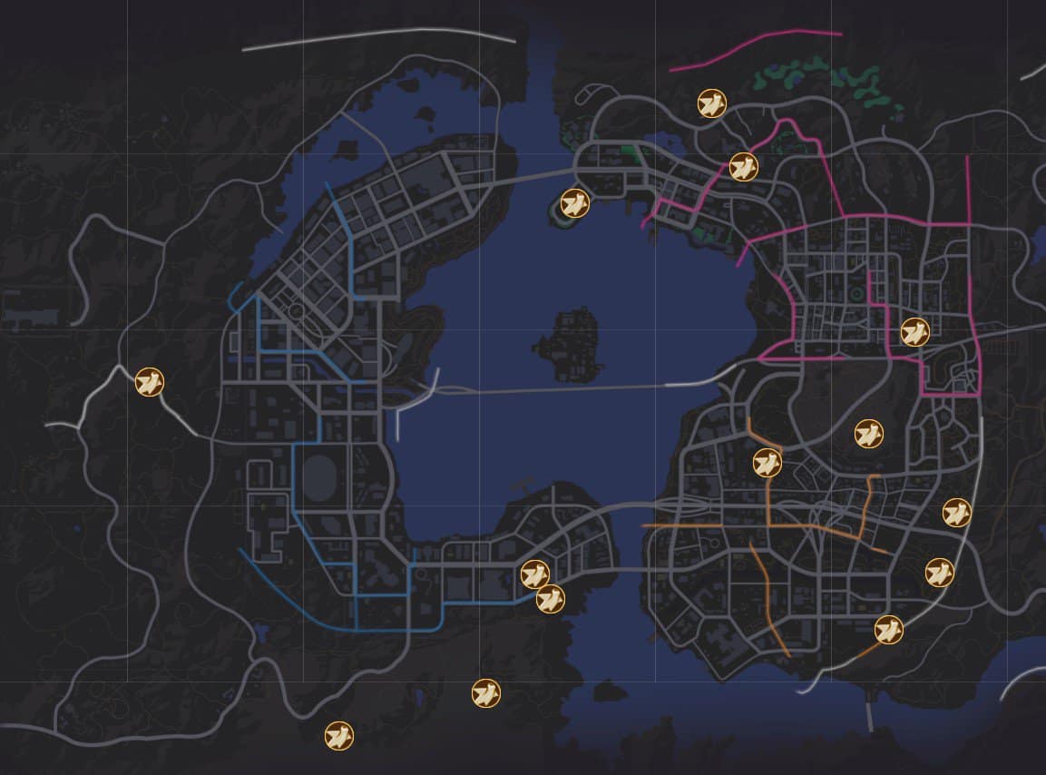 Emplacements des stations météo à Saints Row