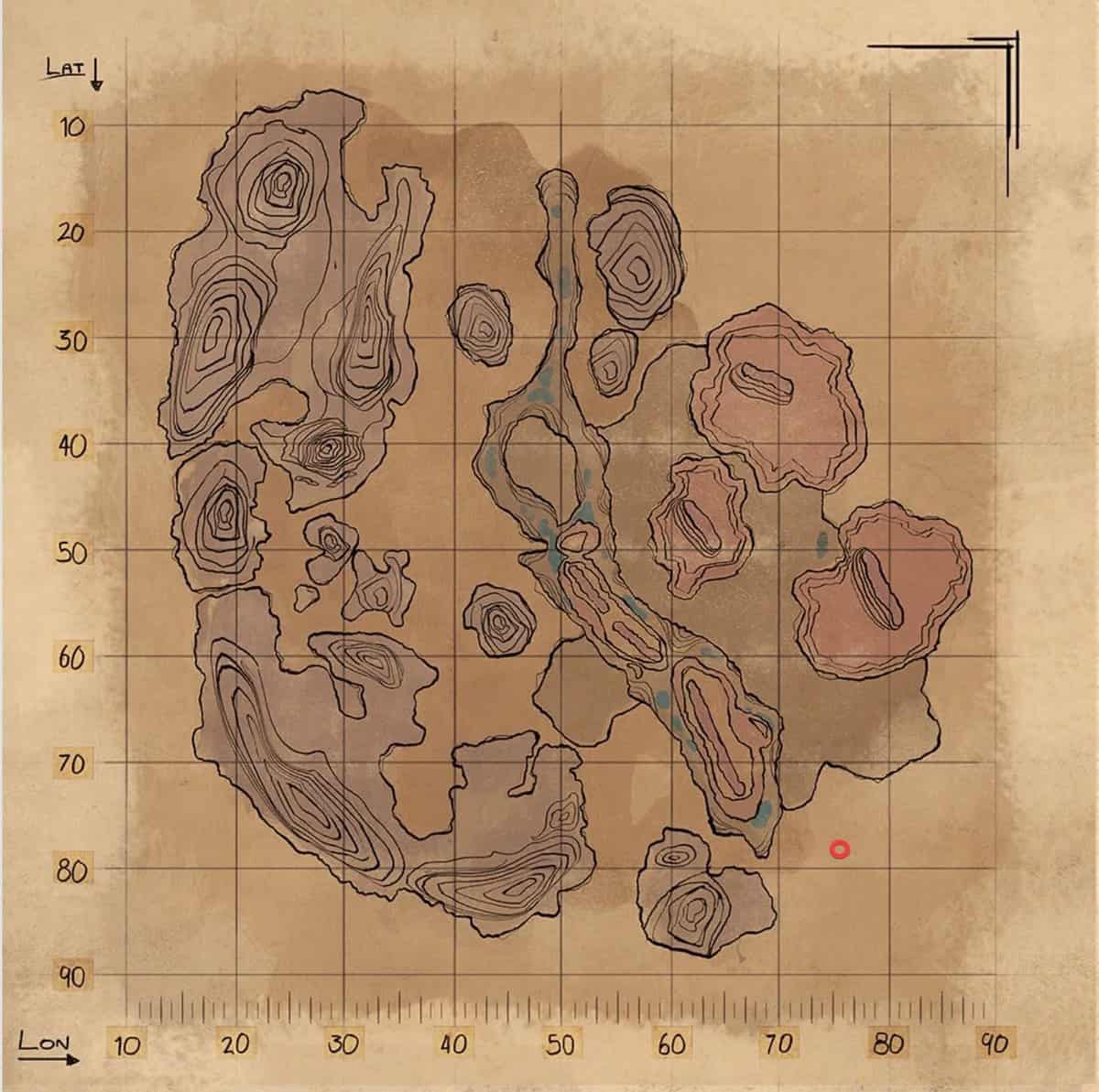 Emplacements des artefacts de l'arche de la terre brûlée