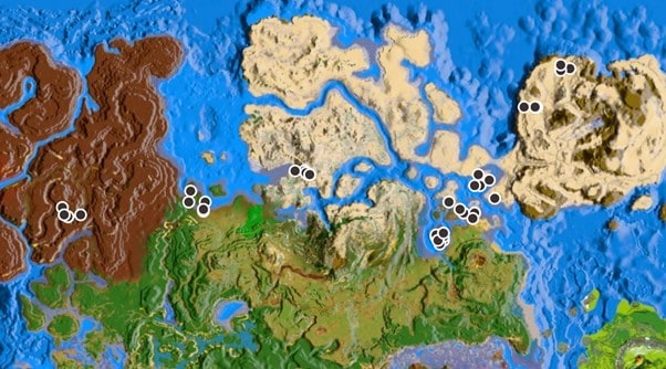Emplacements des veines de pétrole d'Ark Crystal Isles