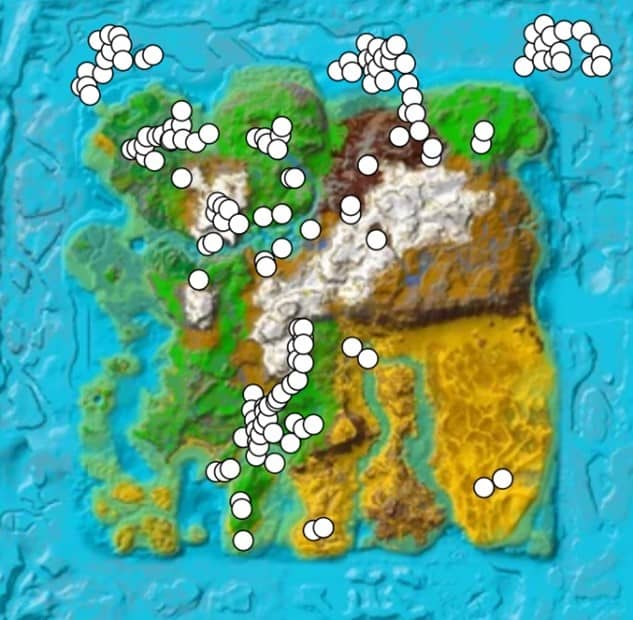 Carte des emplacements des cristaux Ark Ragnarok