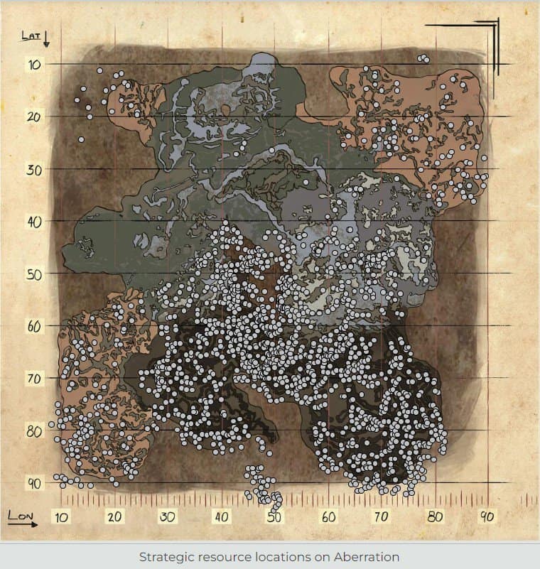 Emplacements des métaux de l'Ark Aberration