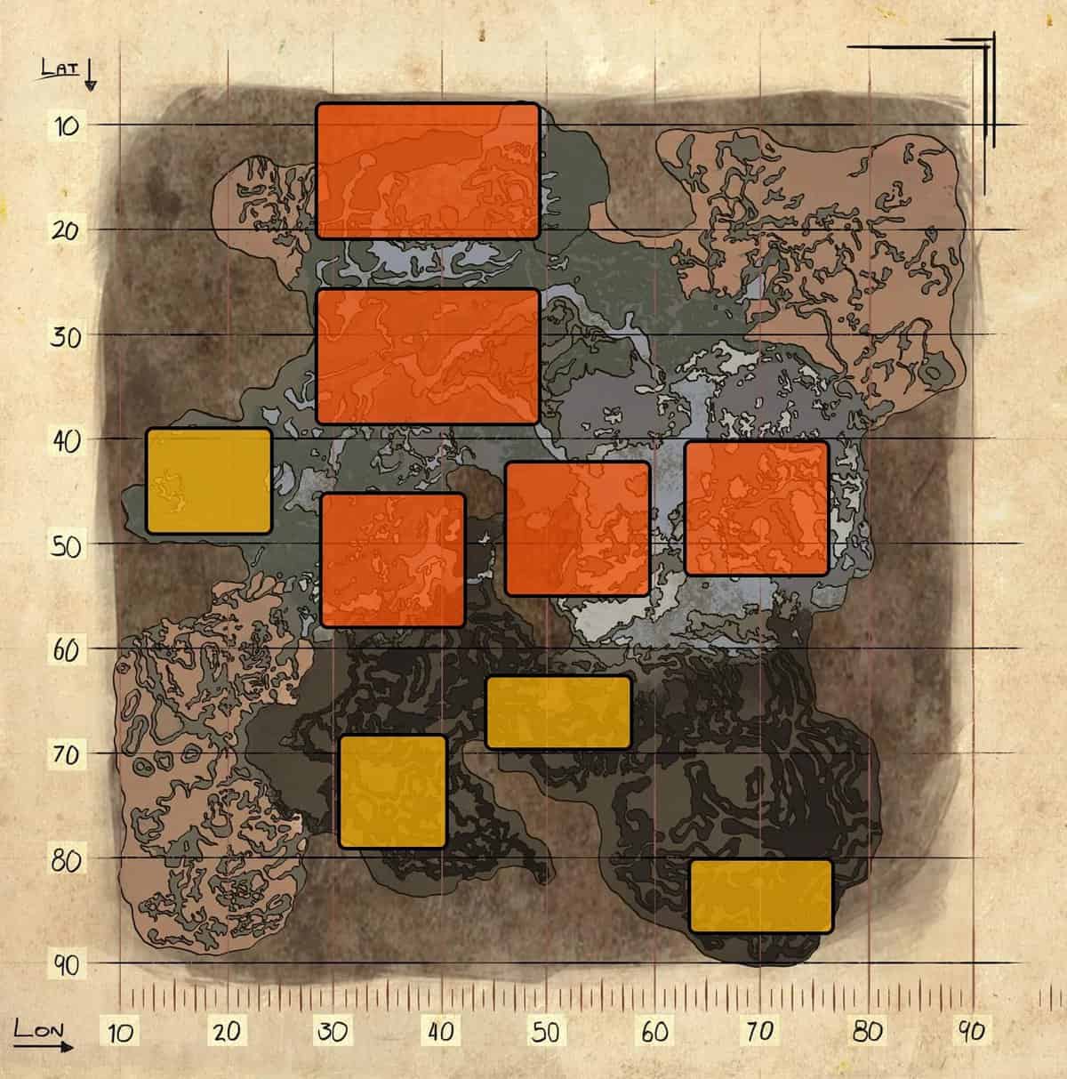 Carte d'apparition des créatures Ark Aberration