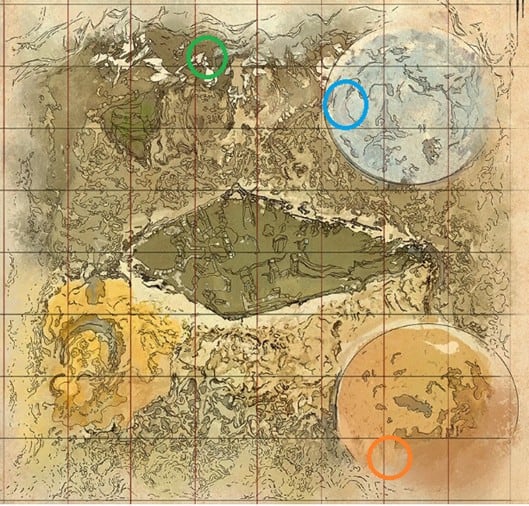 Emplacements des grottes d'extinction de l'arche et carte du butin