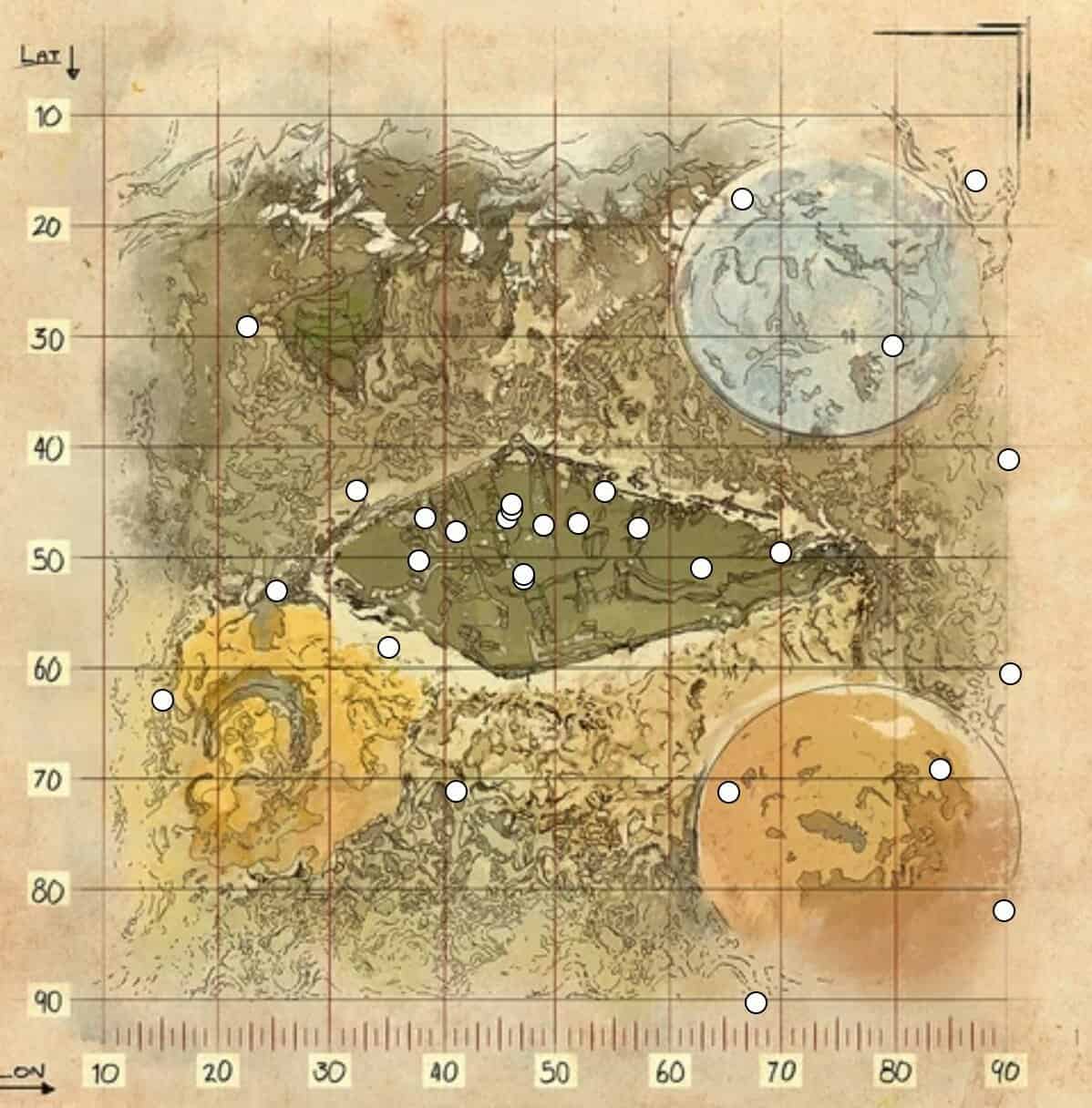 Emplacements des terminaux ARK Extinction City 