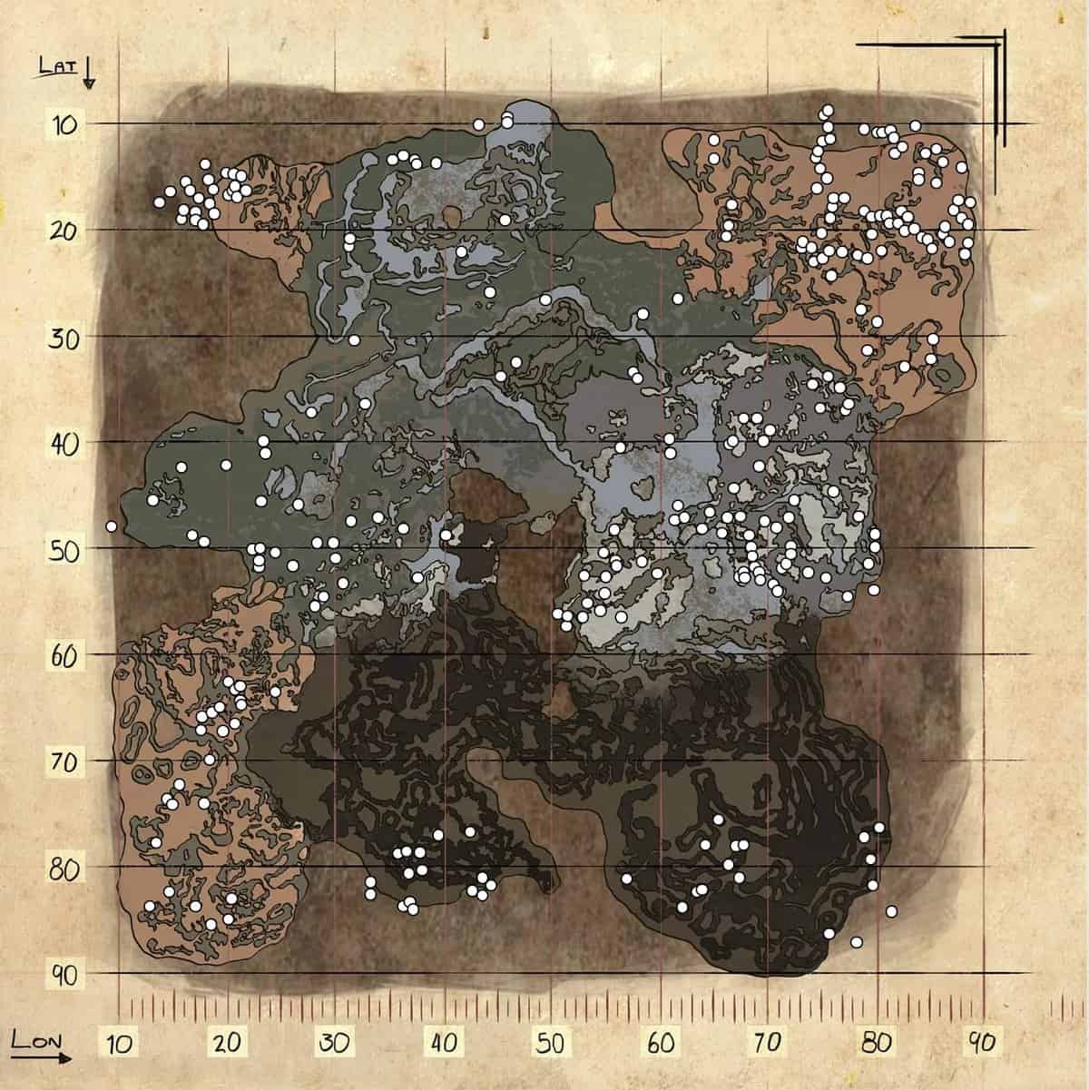 Emplacements des cristaux d'aberration de l'arche