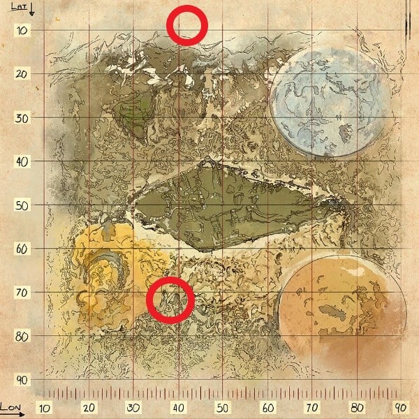 Emplacements de l'huile, de la silice et des perles noires d'Ark Extinction