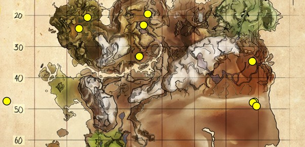Emplacements des artefacts de l'arche Ragnarok