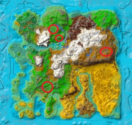 Carte des emplacements du barrage Ark Ragnarok Beaver