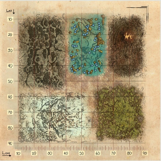 Emplacements des gisements de sel d'Ark Genesis