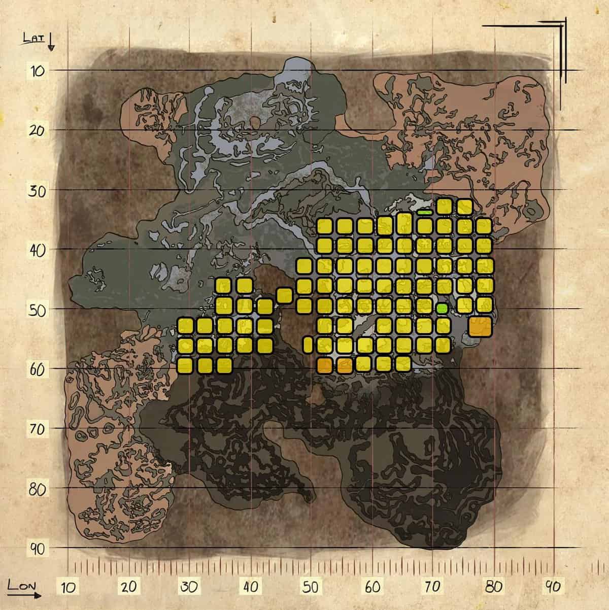 Carte d'apparition des créatures Ark Aberration