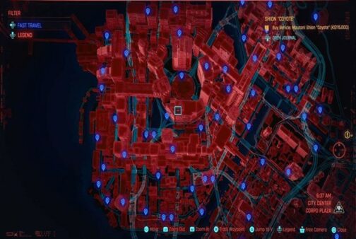 Terme de données de voyage rapide Cyberpunk 2077 City Center 