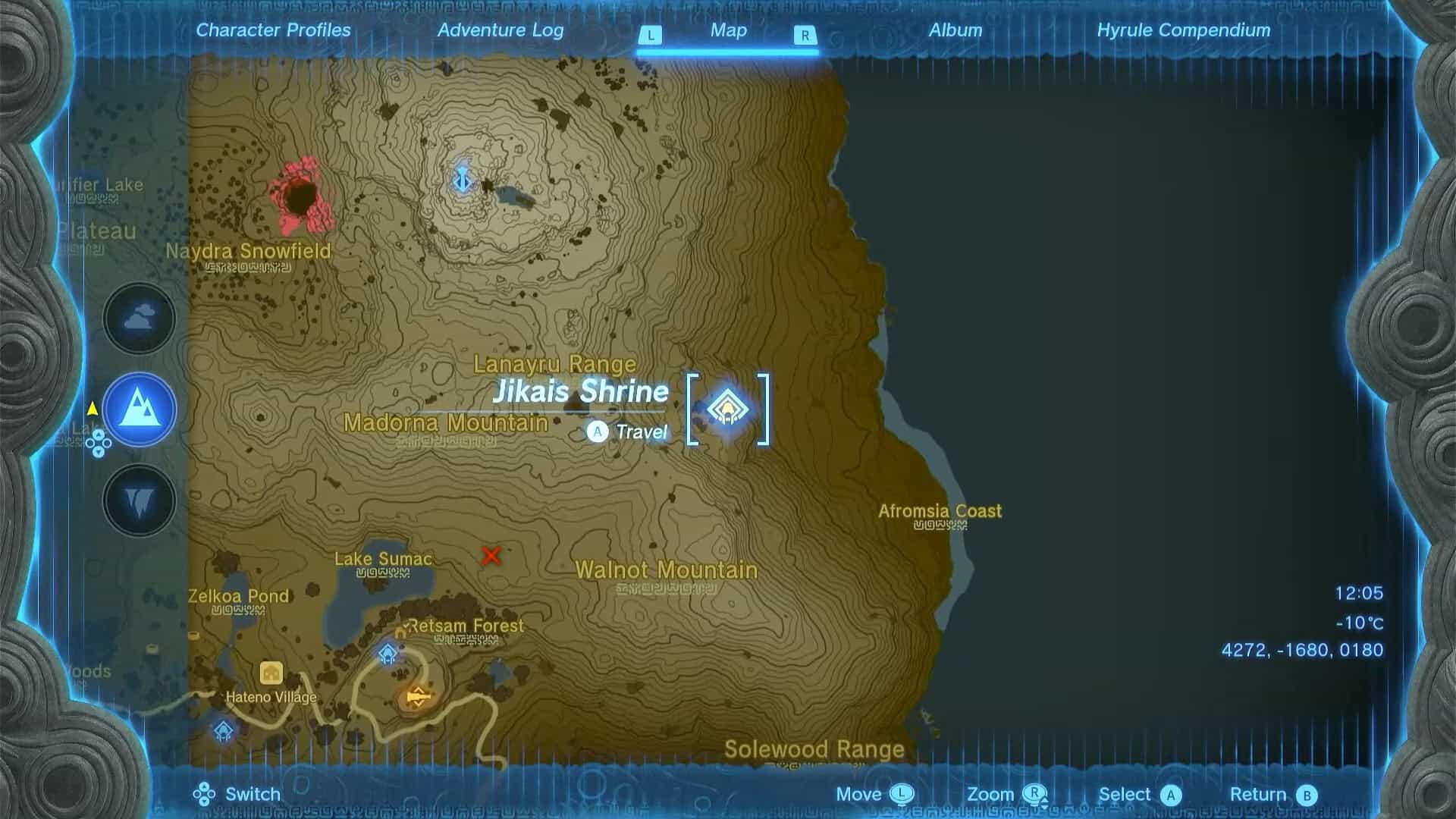 Zelda : emplacement du sanctuaire TotK Jikais