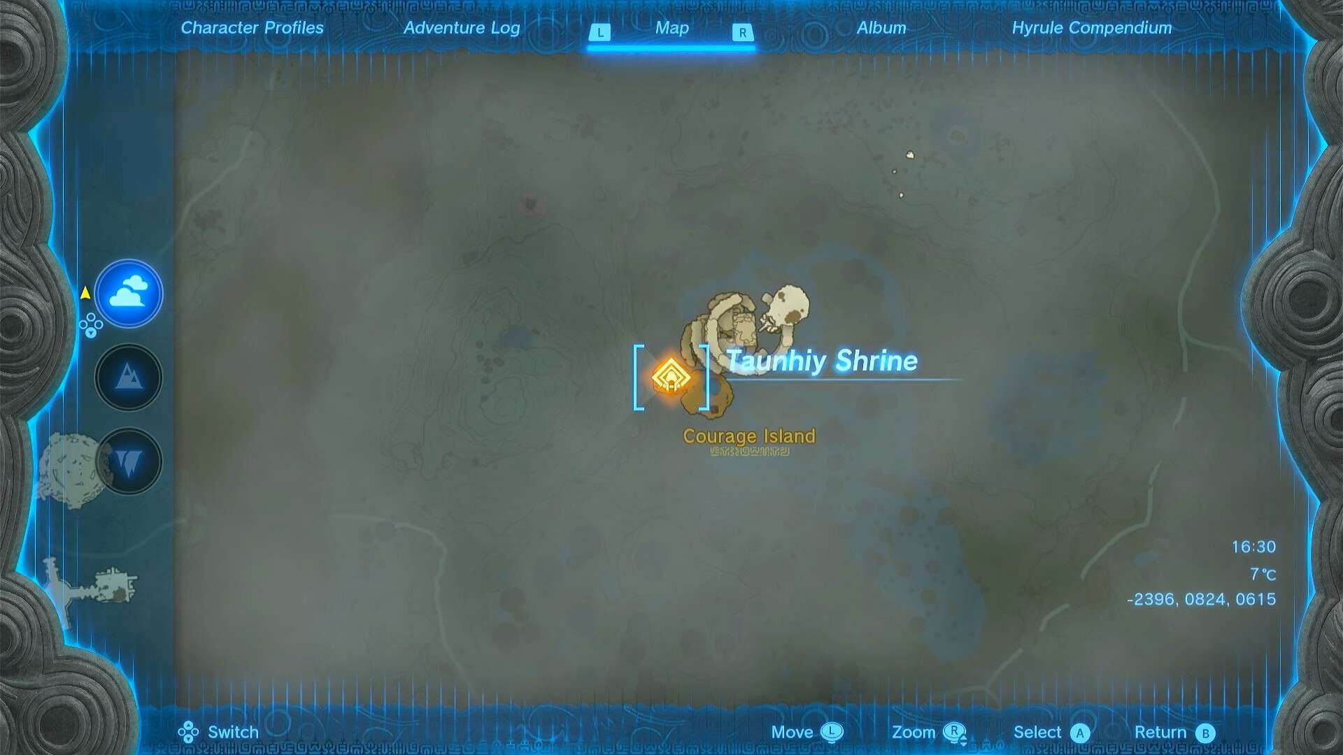 Zelda : emplacement du sanctuaire Totk taunhiy
