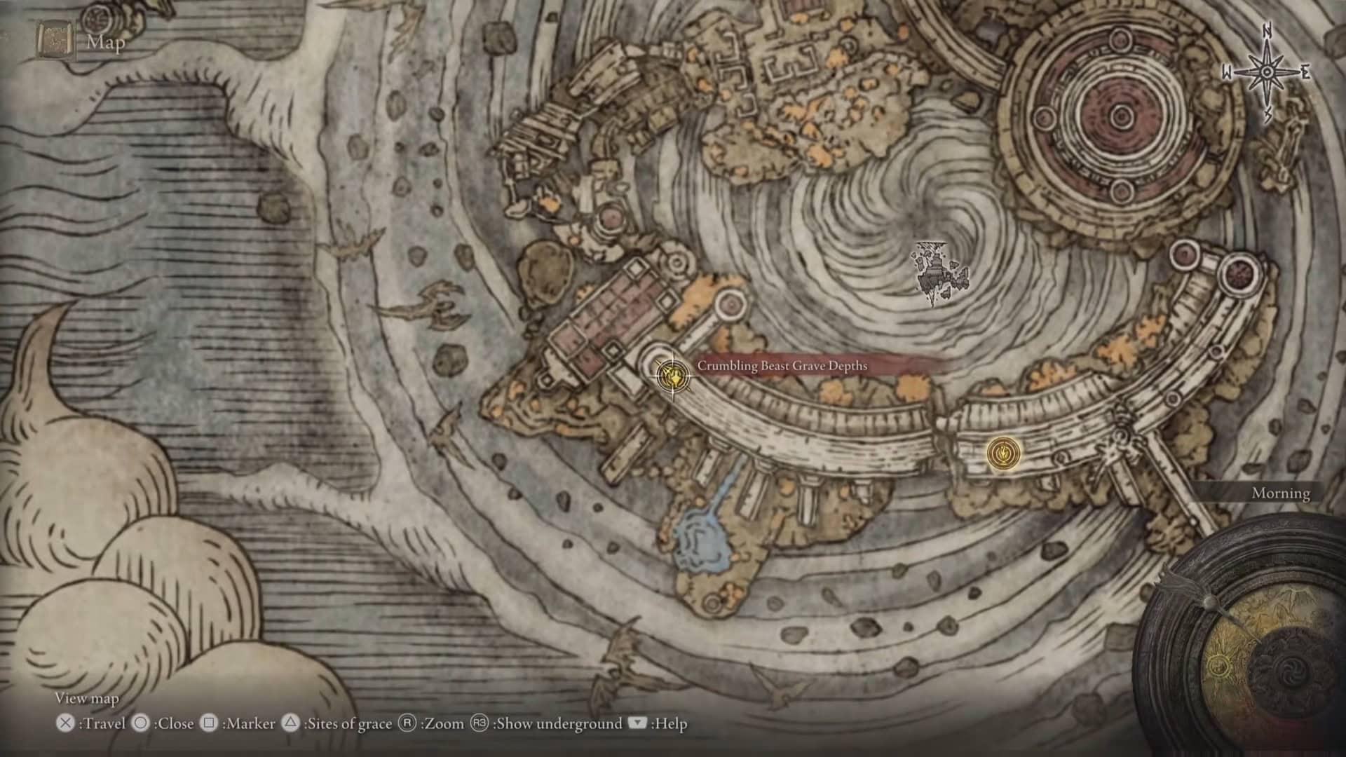 Emplacement des profondeurs de la tombe de la bête en ruine