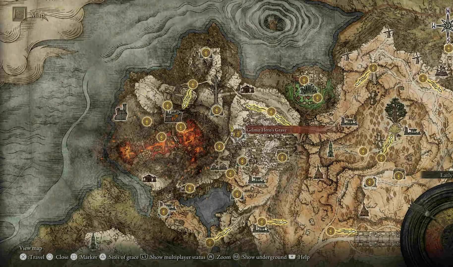 Emplacement de la tombe du héros de Gelmir