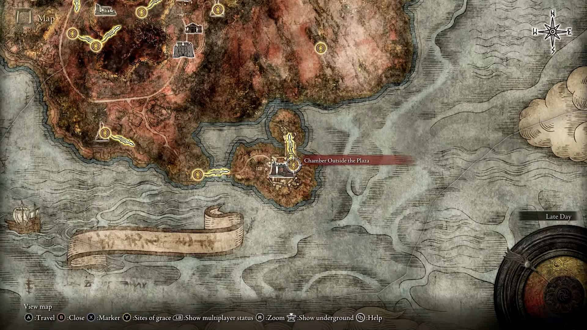 emplacement de l'espadon des ruines