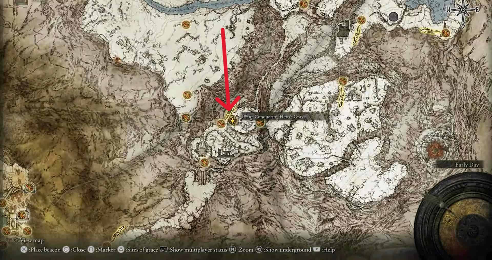 Emplacement de la tombe du héros conquérant géant