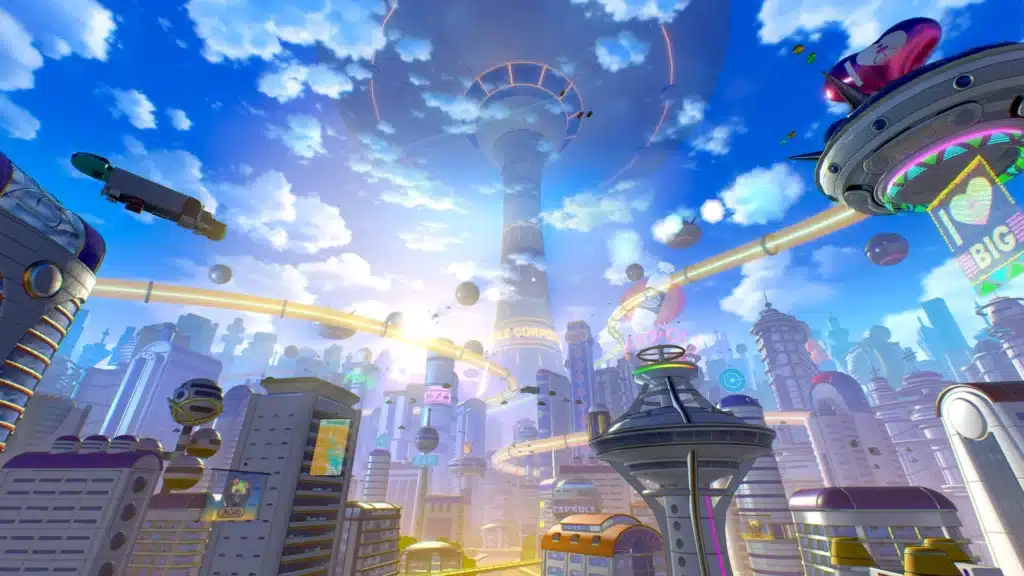 West City et la tour Capsule Corporation dans un visuel officiel de Xenoverse 3