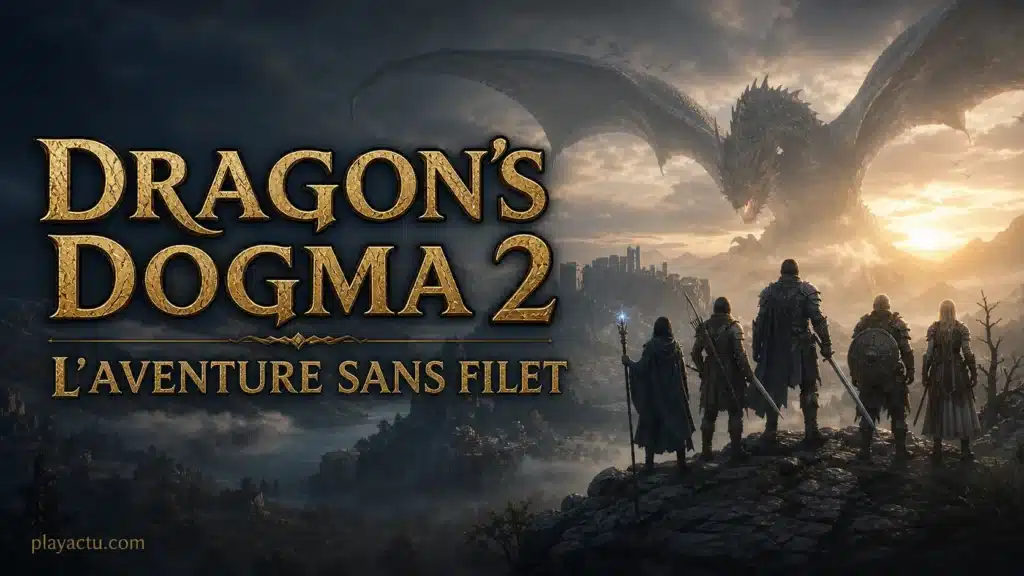 Groupe d'aventuriers face à un dragon dans Dragon's Dogma 2