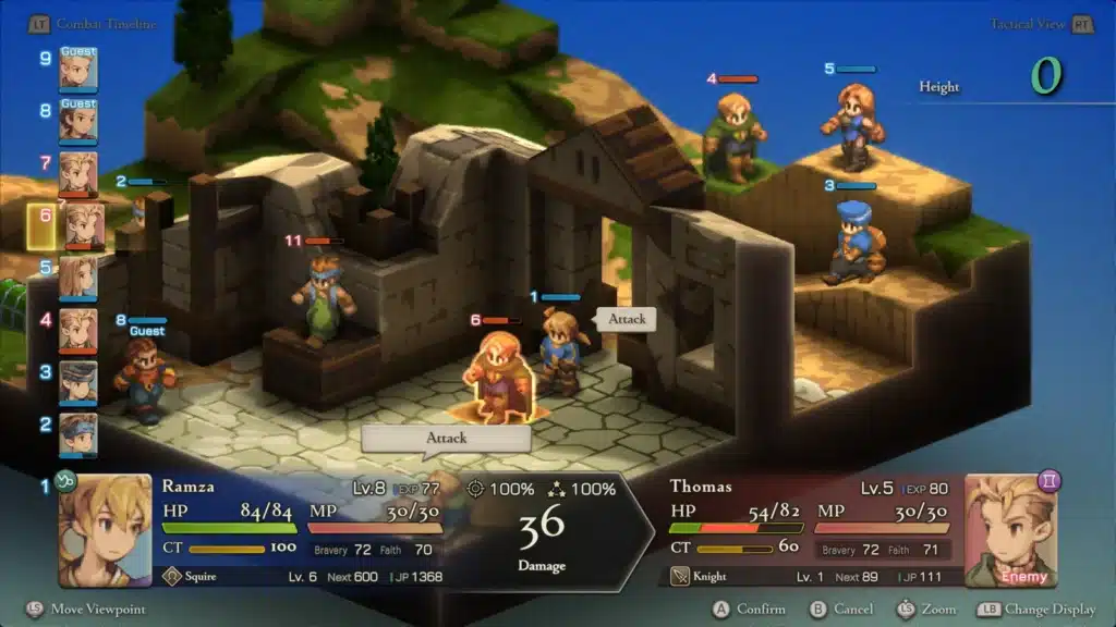 Combat tactique sur une grille isométrique dans Final Fantasy Tactics