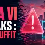Illustration éditoriale GTA VI avec alerte numérique et cadenas