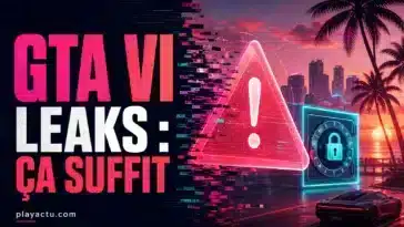 Illustration éditoriale GTA VI avec alerte numérique et cadenas