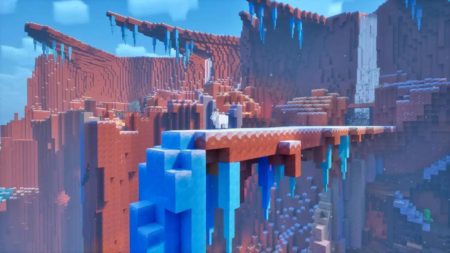 Canyon rouge recouvert de glace dans Minecraft Dungeons II