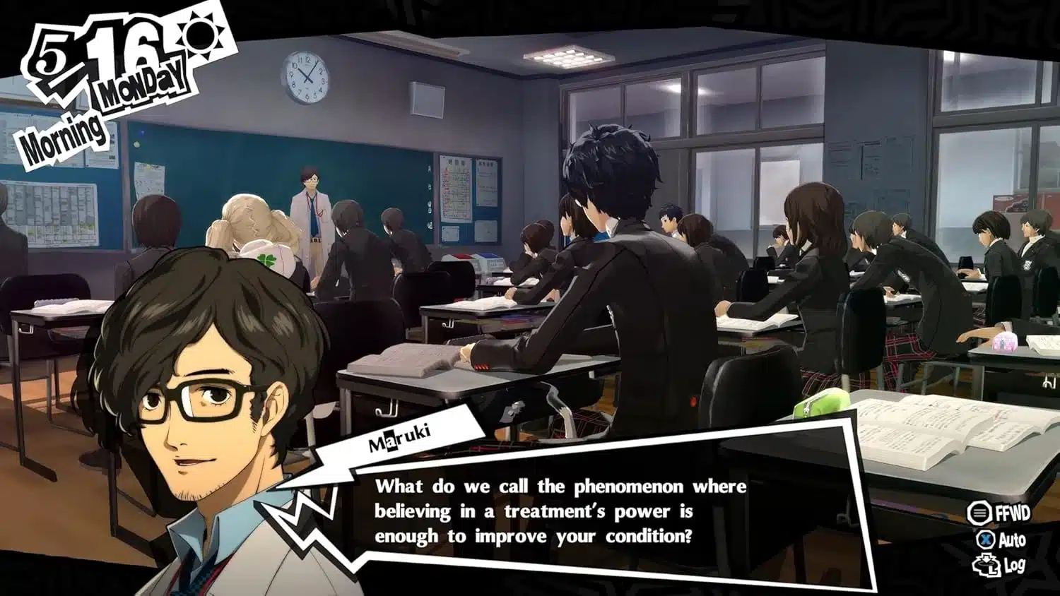 Scène de classe dans Persona 5 Royal