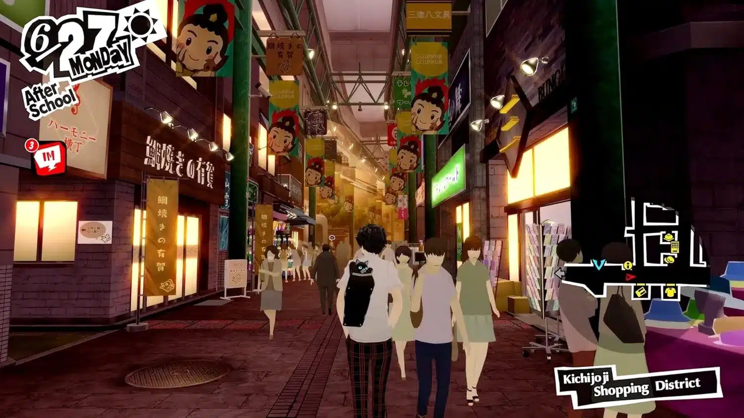Le héros marche dans le quartier de Kichijoji dans Persona 5 Royal