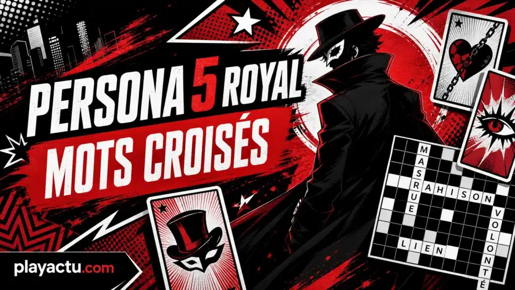 Miniature rouge et noire Persona 5 Royal avec une grille de mots croisés