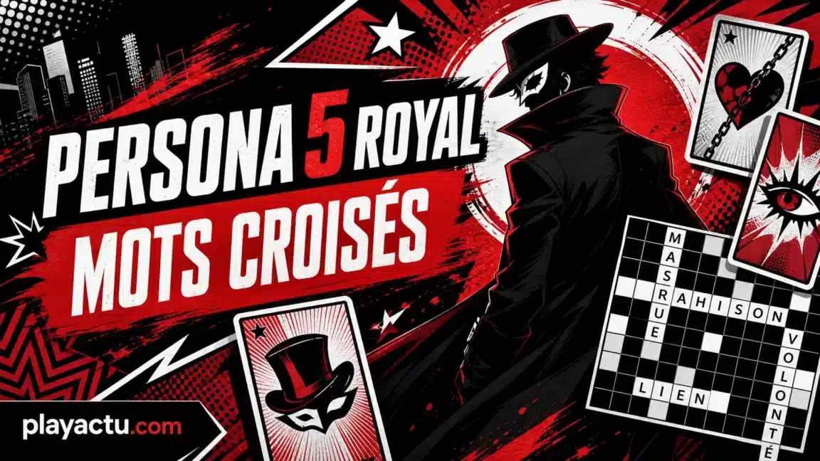 Miniature rouge et noire Persona 5 Royal avec une grille de mots croisés