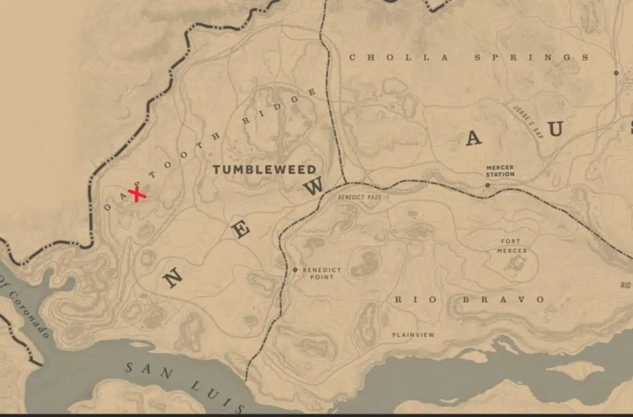 Carte de Gaptooth Breach dans Red Dead Redemption 2