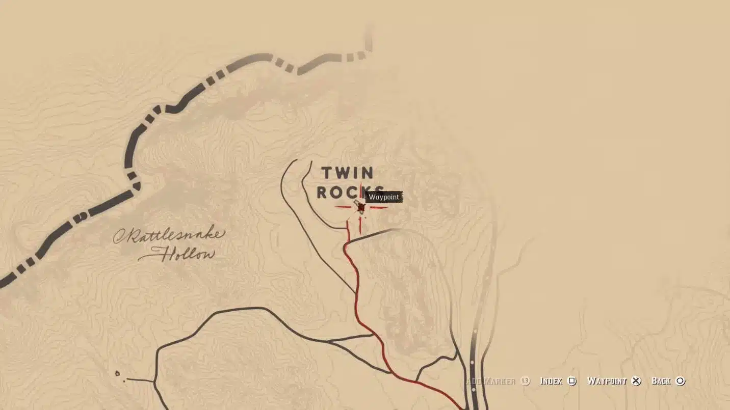 Carte de Twin Rocks dans Red Dead Redemption 2