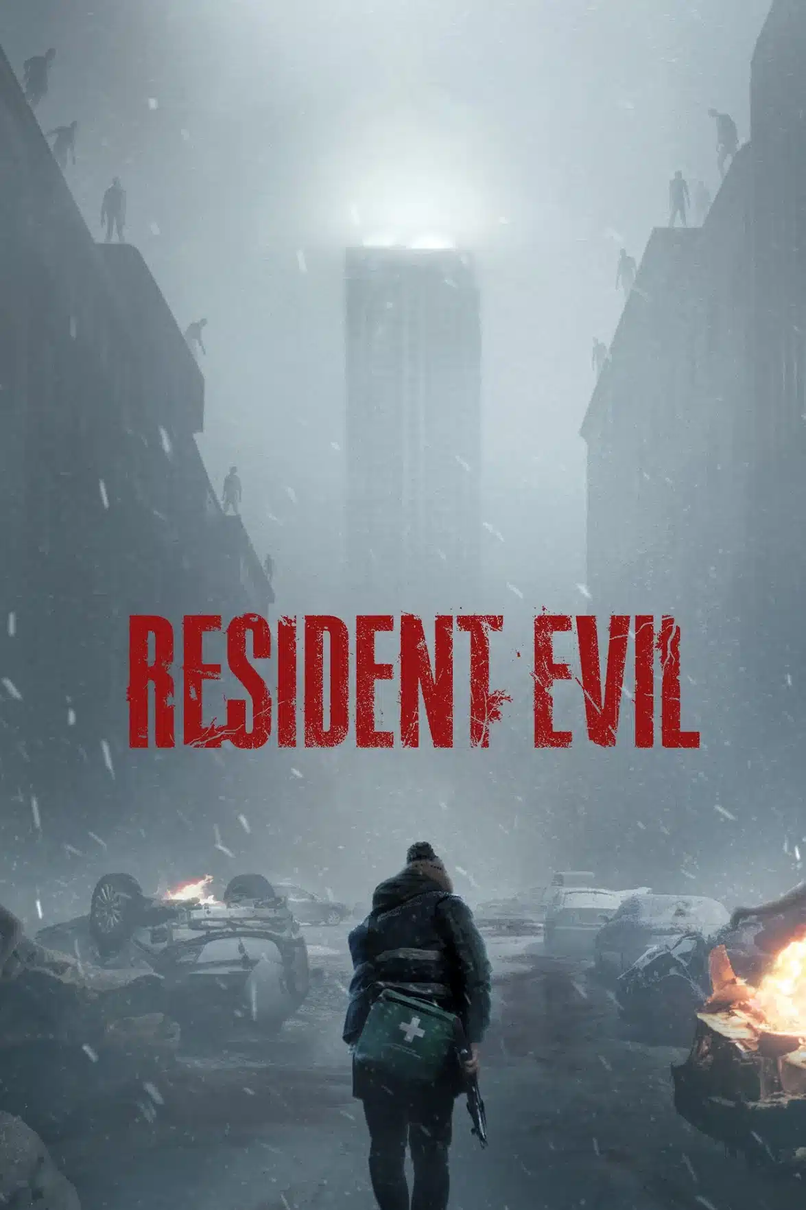 Affiche du film Resident Evil (2026) avec Bryan au milieu d'une ville enneigée