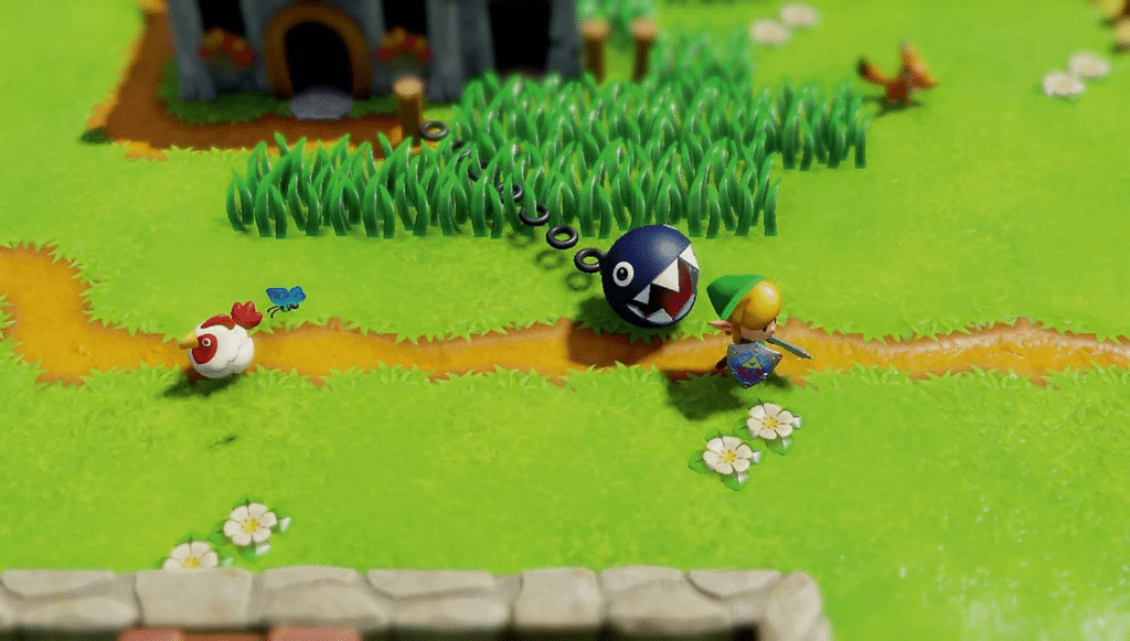 Link accompagné de Chomp sur l'île Cocolint