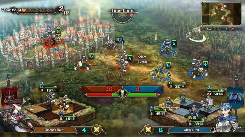 Plusieurs escouades sont déployées sur une carte de combat dans Unicorn Overlord
