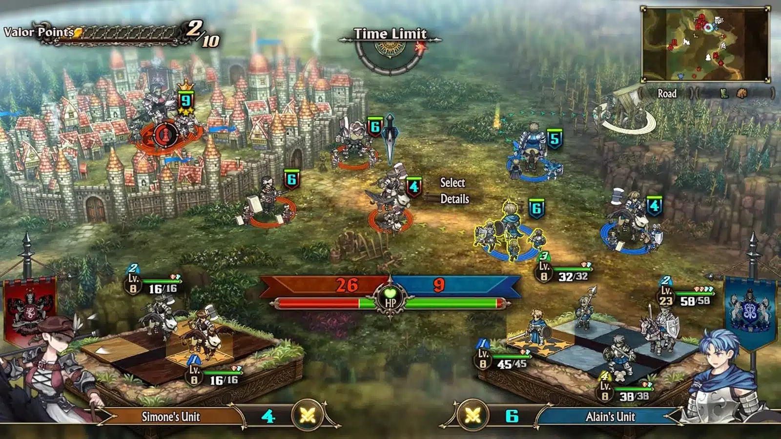 Plusieurs escouades sont déployées sur une carte de combat dans Unicorn Overlord
