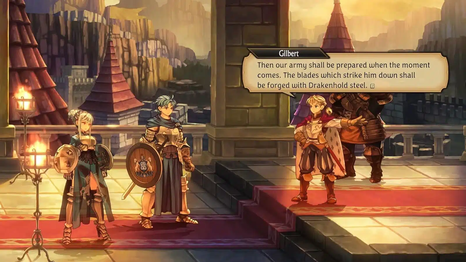 Alain dialogue avec des personnages dans Unicorn Overlord