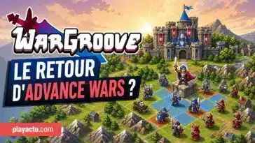 Wargroove, jeu de stratégie au tour par tour avec château et unités sur grille