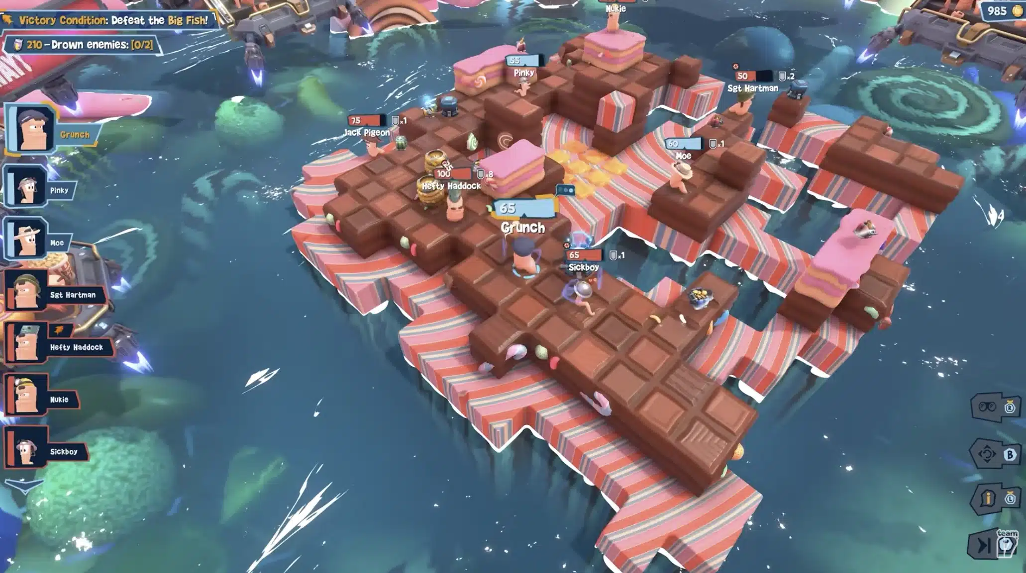 Arène compacte en chocolat et bonbons dans Worms Galactic Tactics