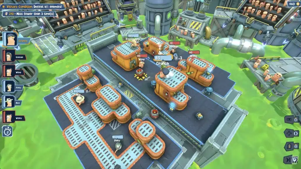 Petite arène industrielle et destructible dans Worms Galactic Tactics