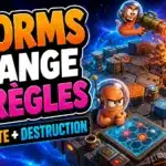 Montage éditorial montrant des vers tactiques et une arène spatiale destructible