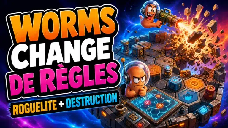 Montage éditorial montrant des vers tactiques et une arène spatiale destructible