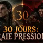 Montage éditorial opposant Coen humain et vampire autour du compte à rebours de 30 jours